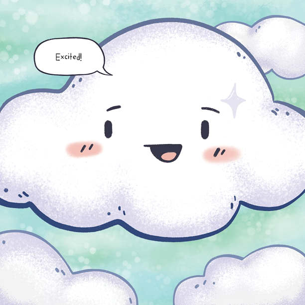 Interior pages from Goose and Cloud showing Goose and Cloud in pastel illustration