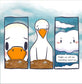 Interior pages from Goose and Cloud: The Mystery Seed showing Goose and Cloud in pastel illustration