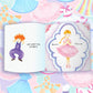 Interior pages from Kiki’s Dresses showing watercolour illustration