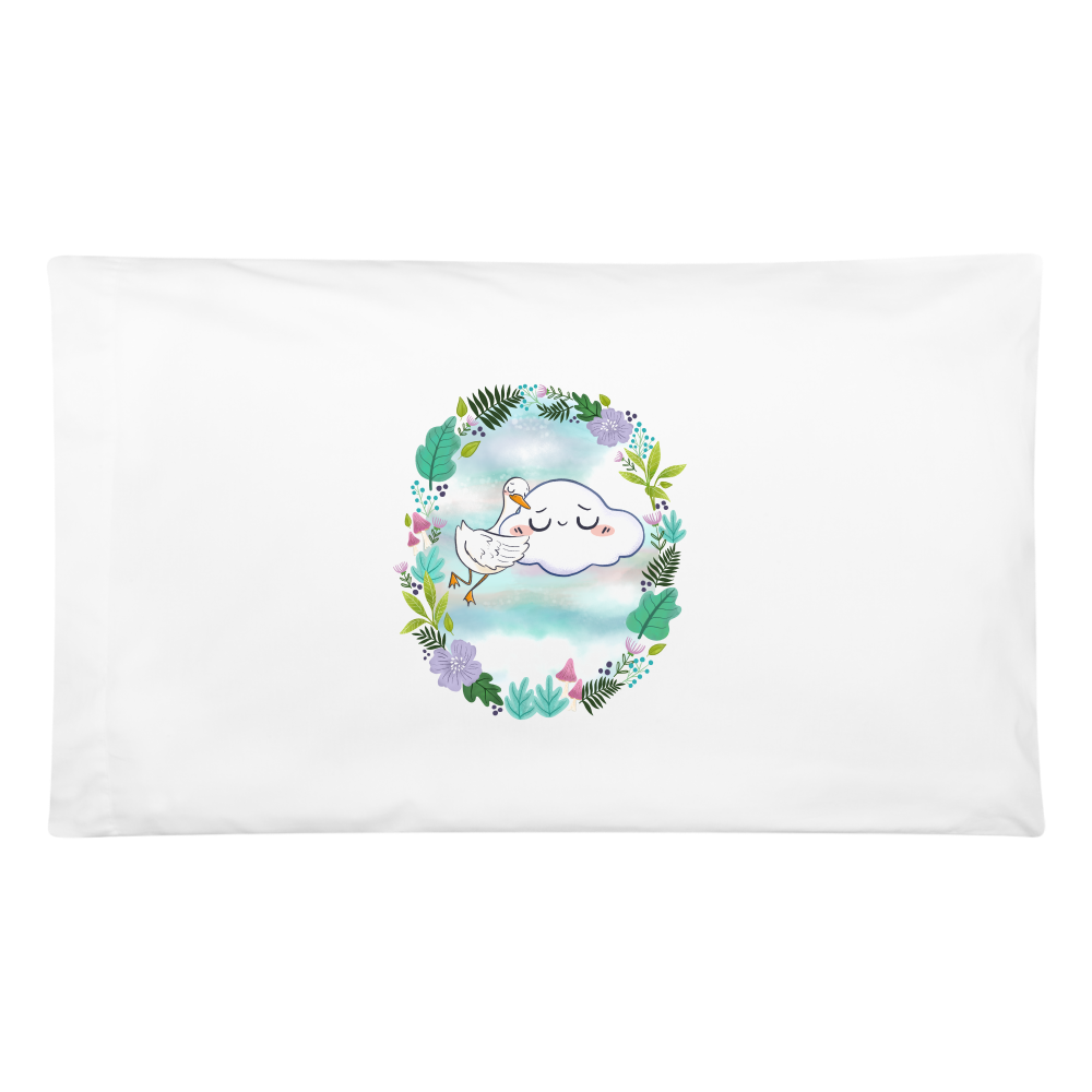 Goose and Cloud Pillowcase 32'' x 20'' - white